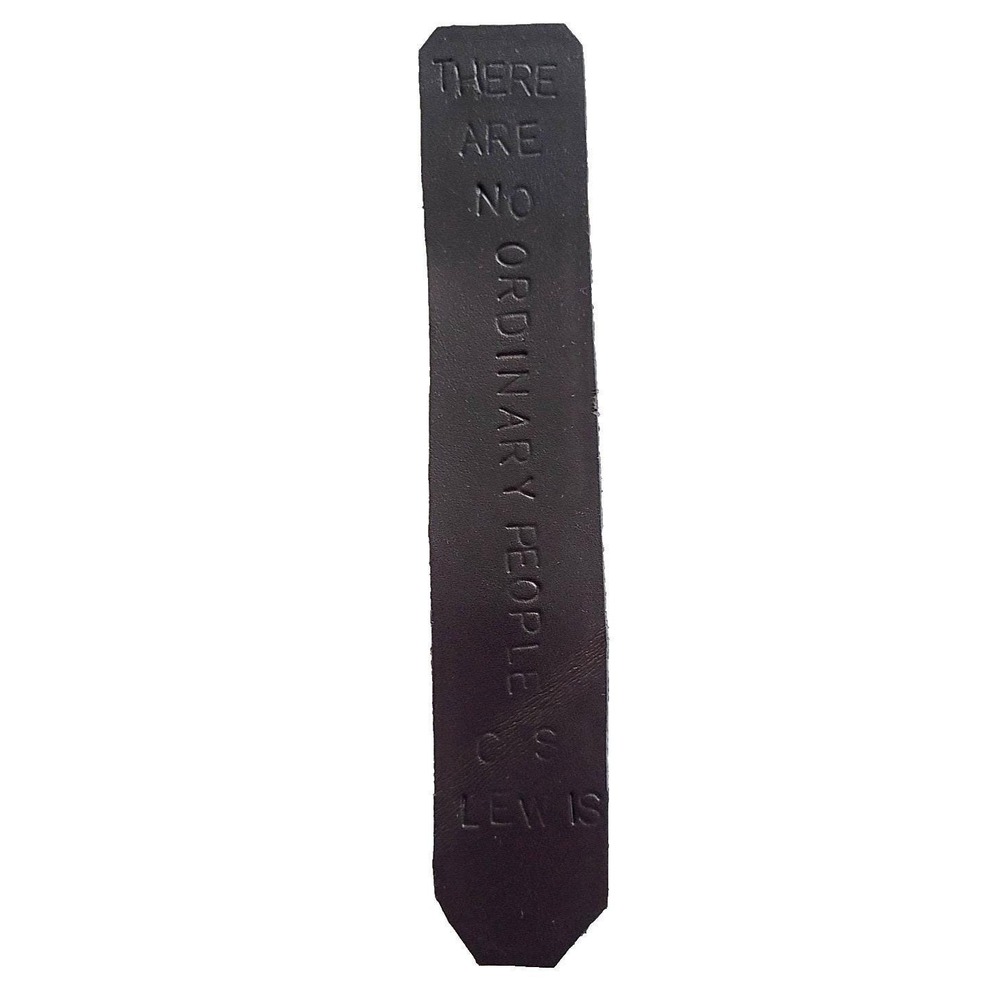Vintage 80s Black Leather Bookmark C S Lewis Quote: There Are No Ordinary People